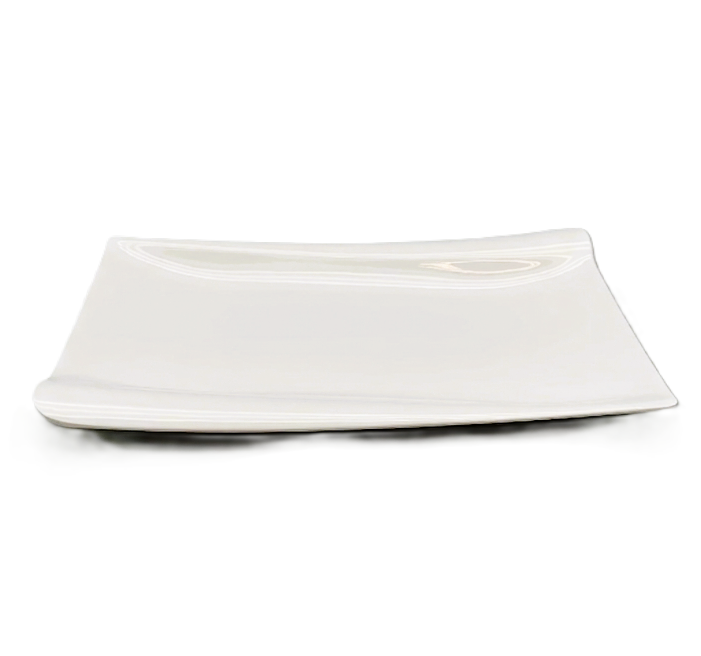 Melamine Double Edge Plate White 12"*7"