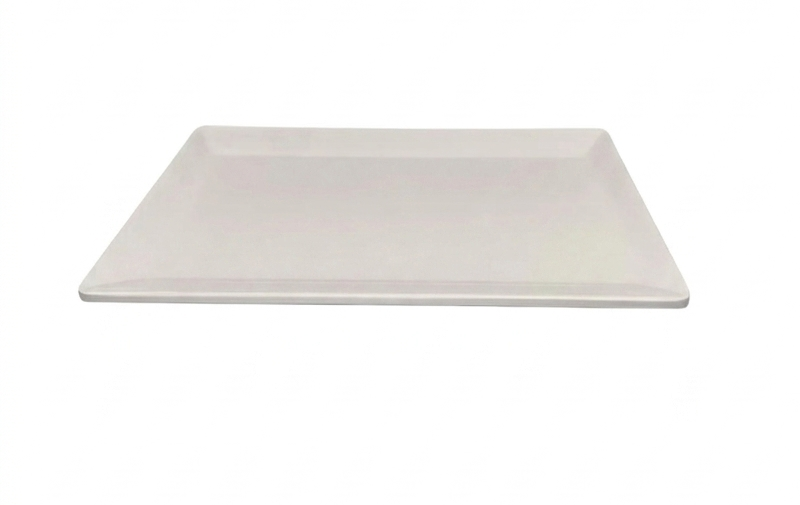 Melamine Sleek Rectangular White Plate (J319896)
