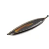 Melamine Black Leaf  Shape Plate with White & Golden Pattern 16"(JM169152)