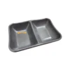 Melamine 2-Compartments Sauce Dish with White & Golden Pattern (JWT-59)